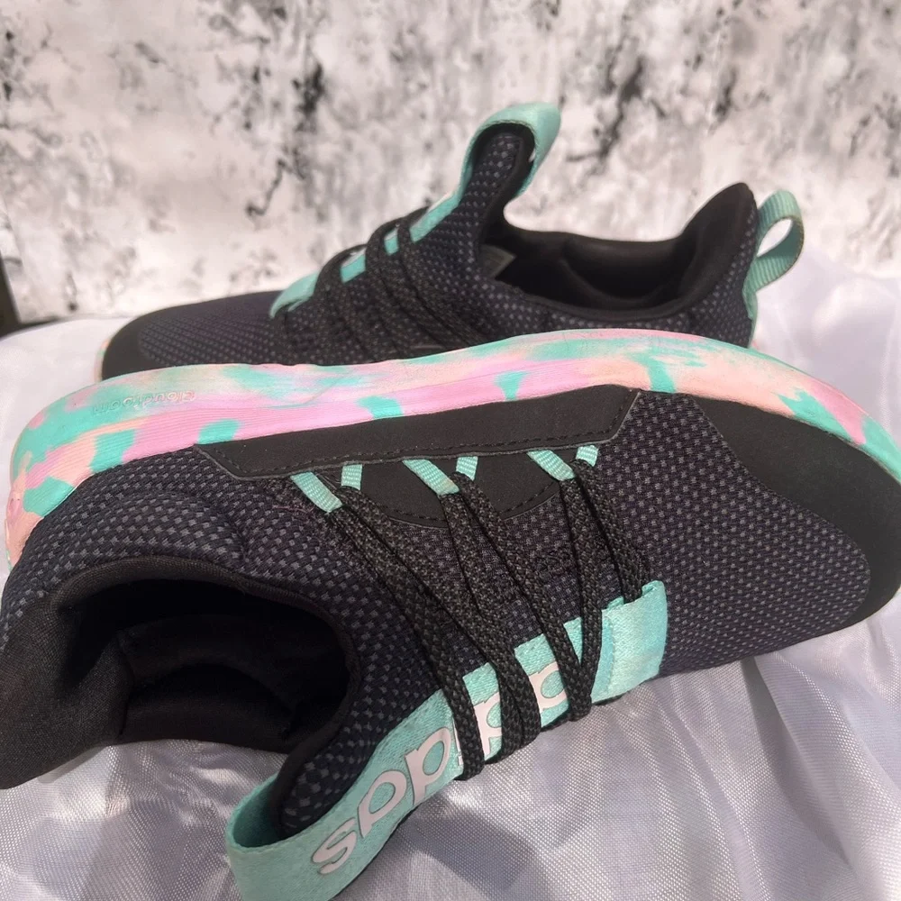 Adidas Black and Green Sneakers with Breathable Mesh